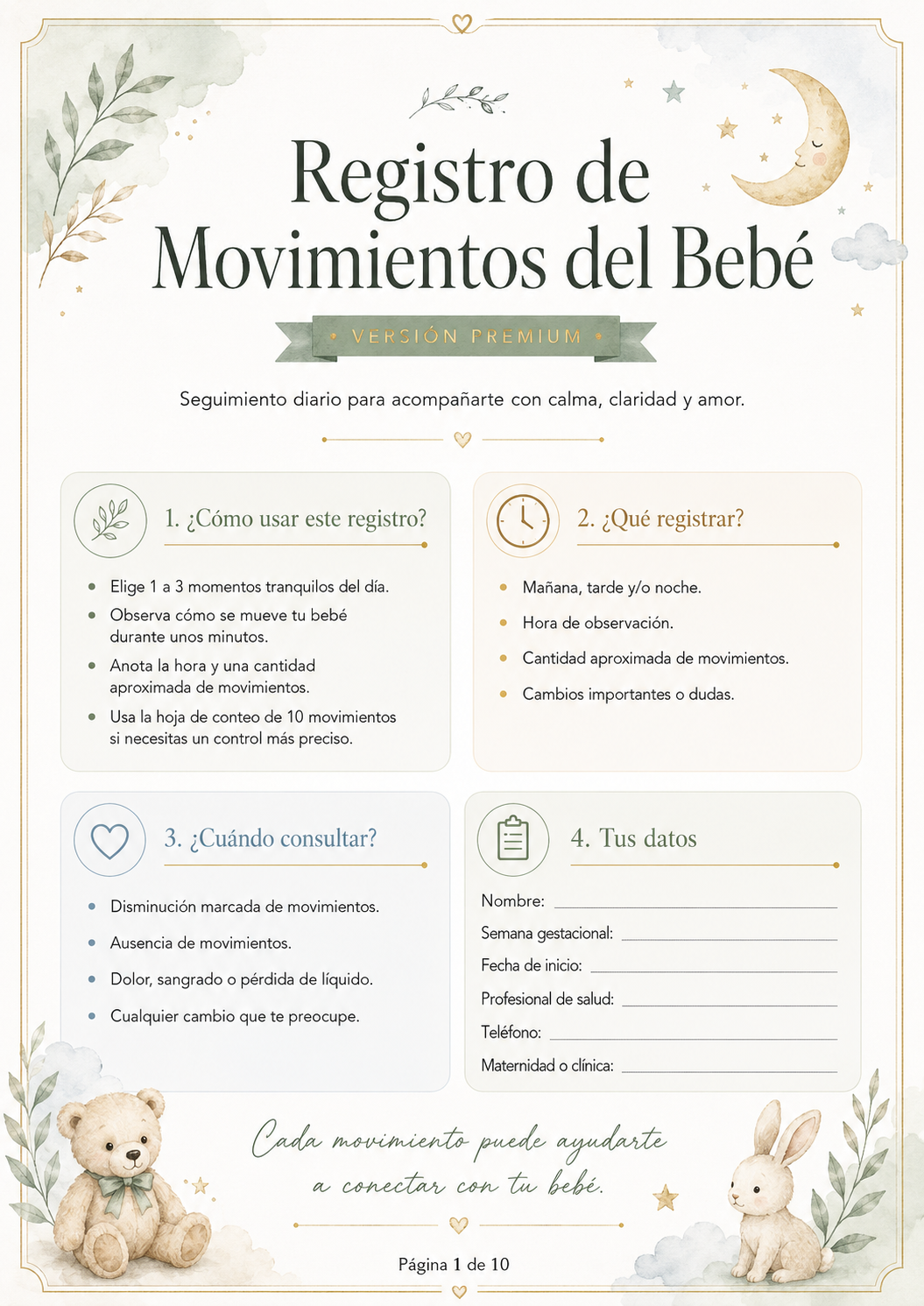 Mockup de portada de Registro de movimientos del bebé